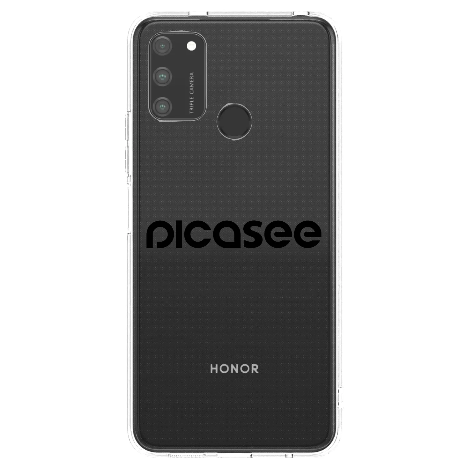 Picasee silikonowe przeźroczyste etui na Honor 9A - Picasee - new logo - black