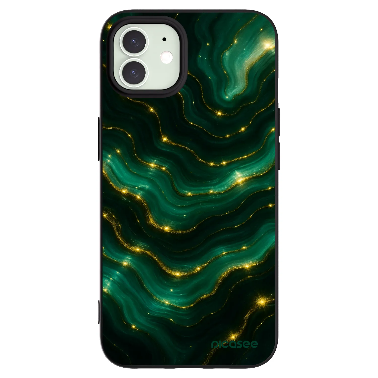 Picasee silikonowe czarne etui na Apple iPhone 12 Pro - Emerald