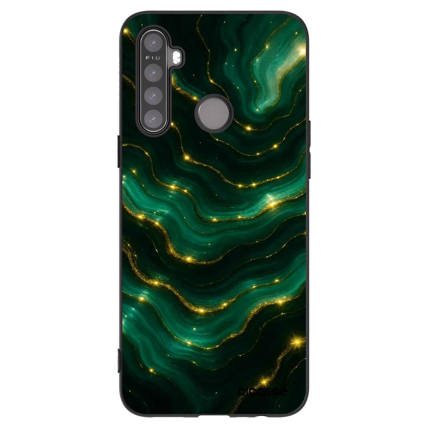Picasee silikonowe czarne etui na Realme 5 - Emerald