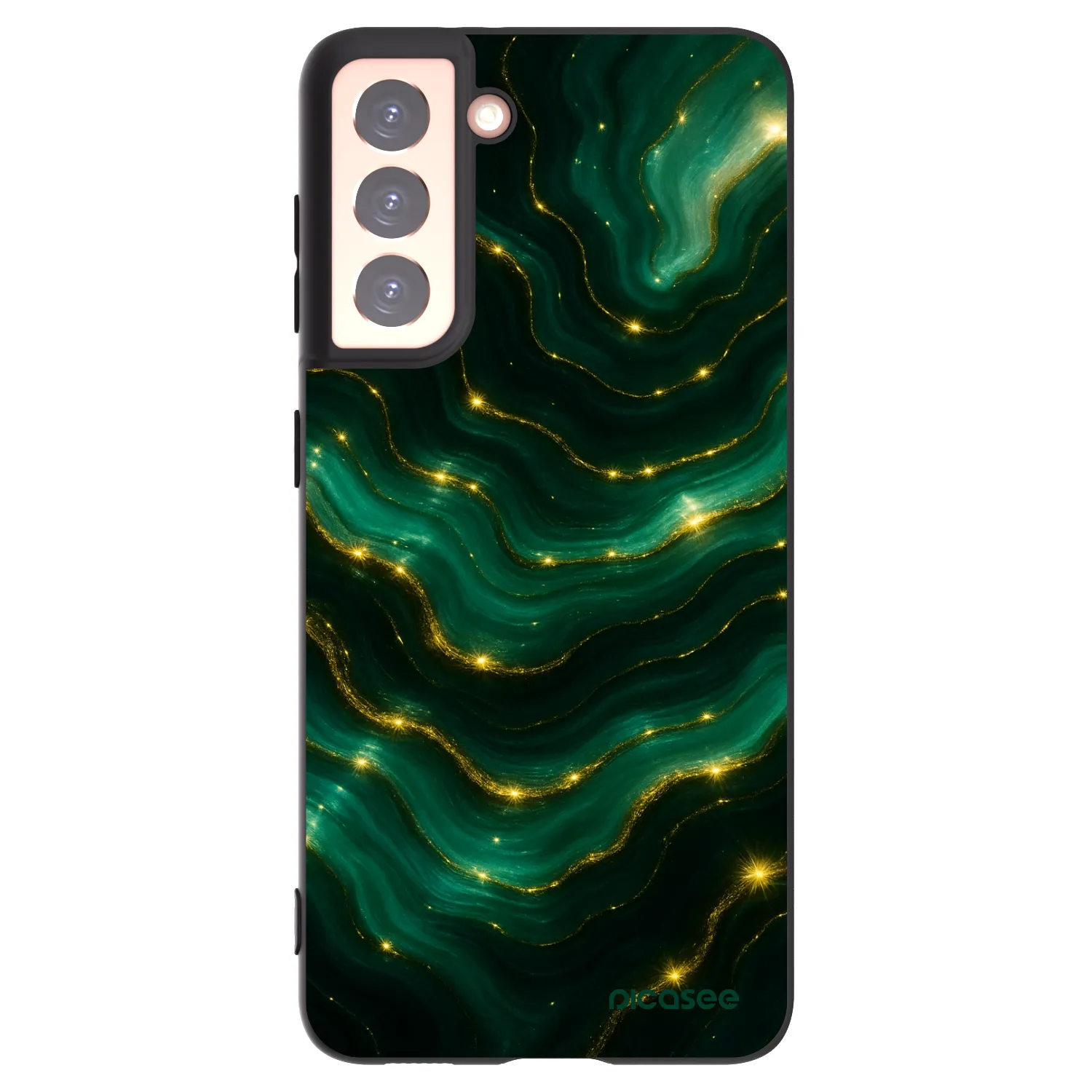 Picasee silikonowe czarne etui na Samsung Galaxy S21 5G G991B - Emerald