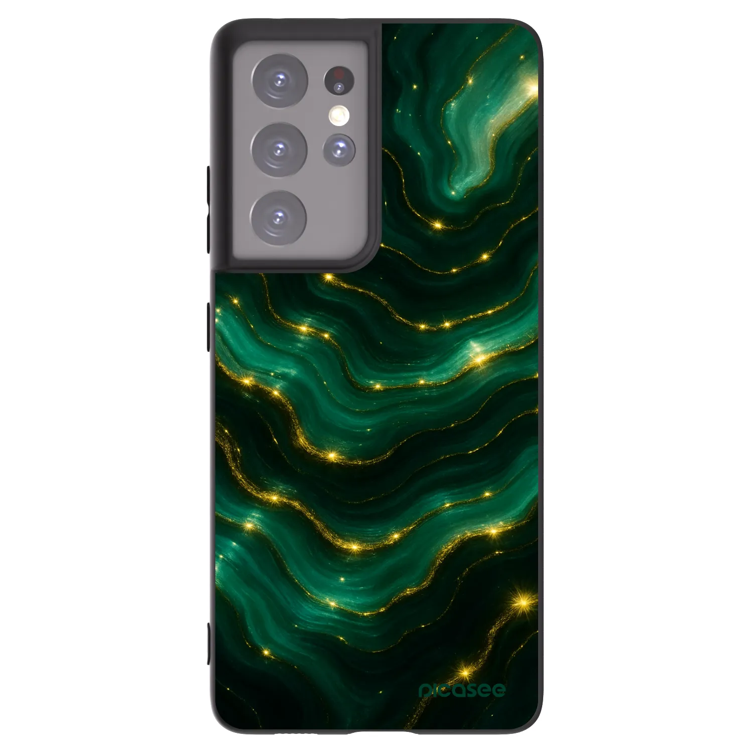Picasee silikonowe czarne etui na Samsung Galaxy S21 Ultra 5G G998B - Emerald