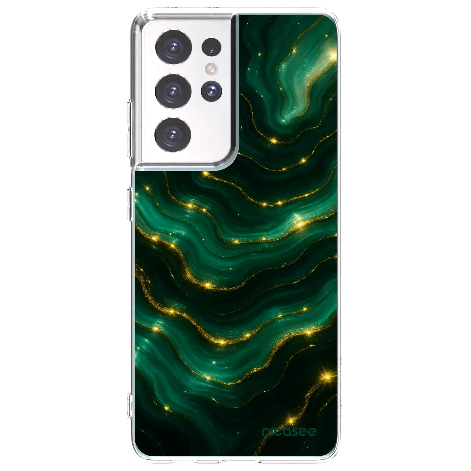 Picasee silikonowe przeźroczyste etui na Samsung Galaxy S21 Ultra 5G G998B - Emerald