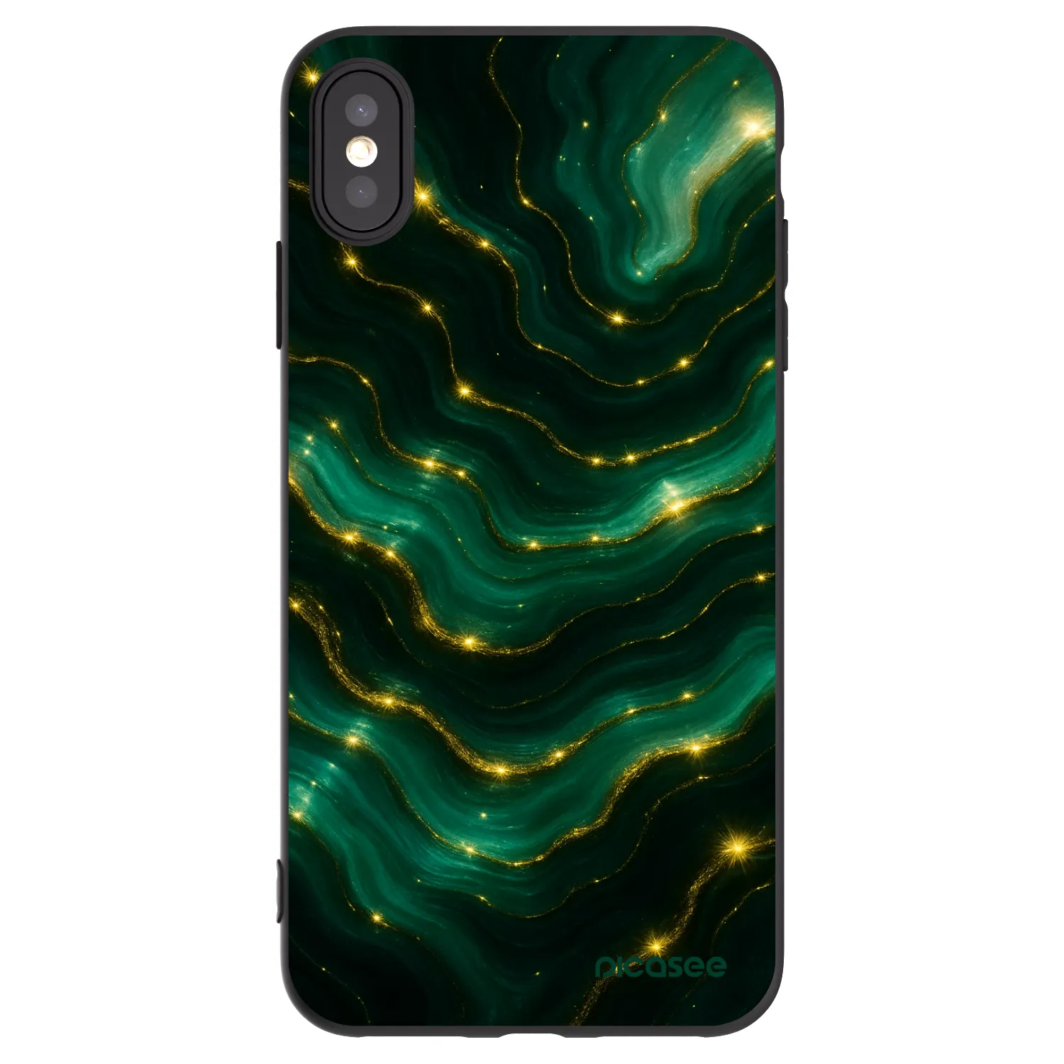 Picasee silikonowe czarne etui na Apple iPhone XS Max - Emerald
