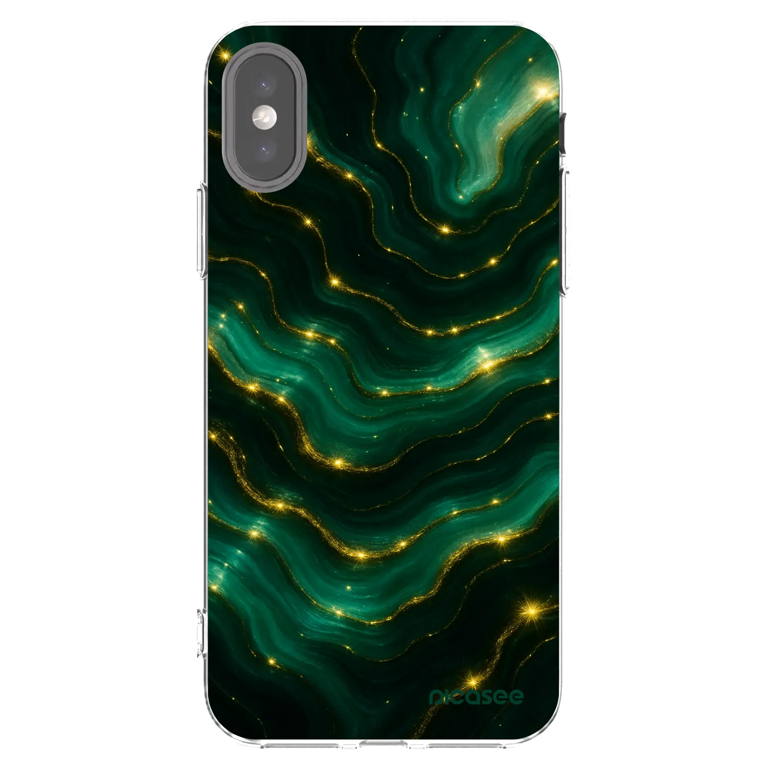 Picasee silikonowe przeźroczyste etui na Apple iPhone X/XS - Emerald