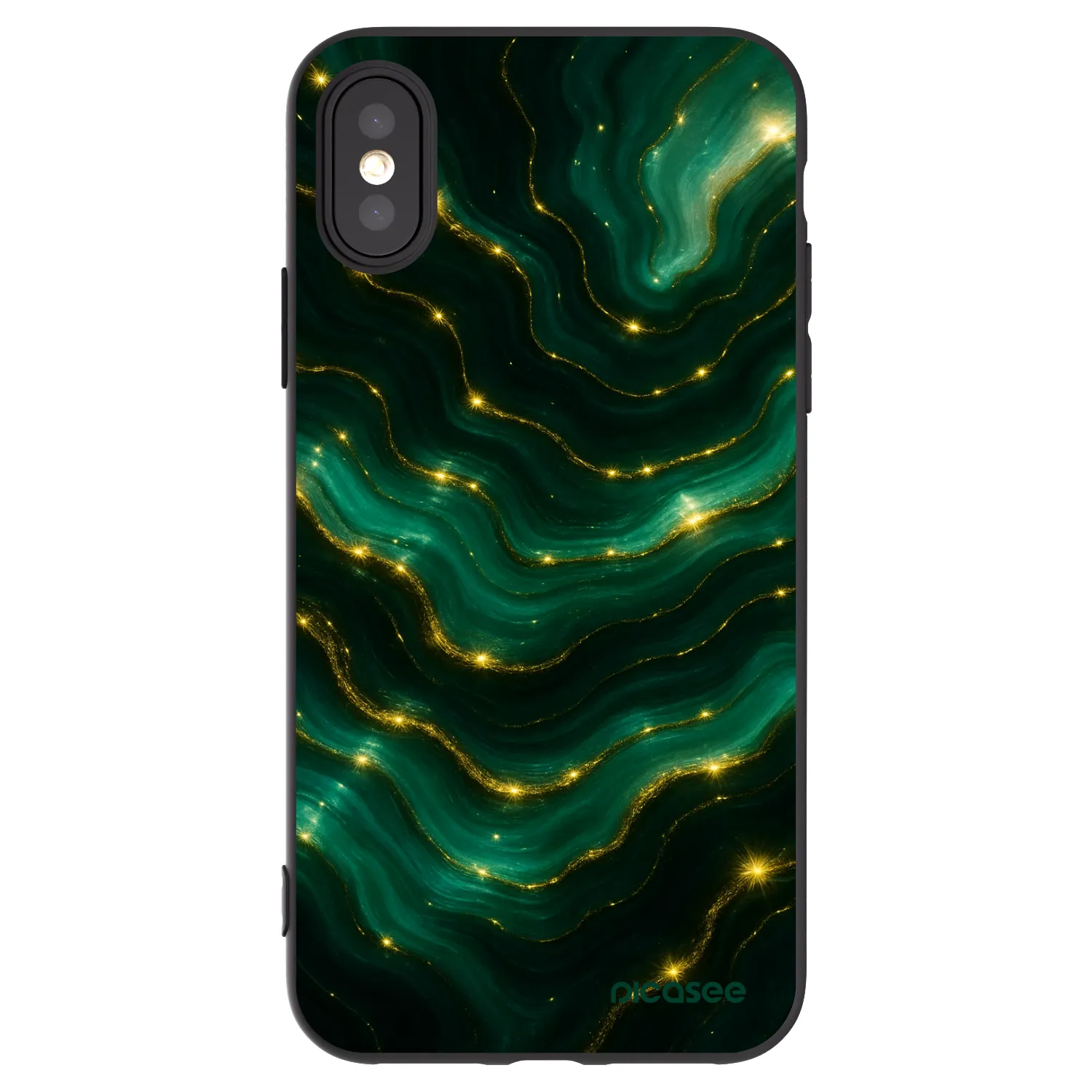 Picasee silikonowe czarne etui na Apple iPhone X/XS - Emerald