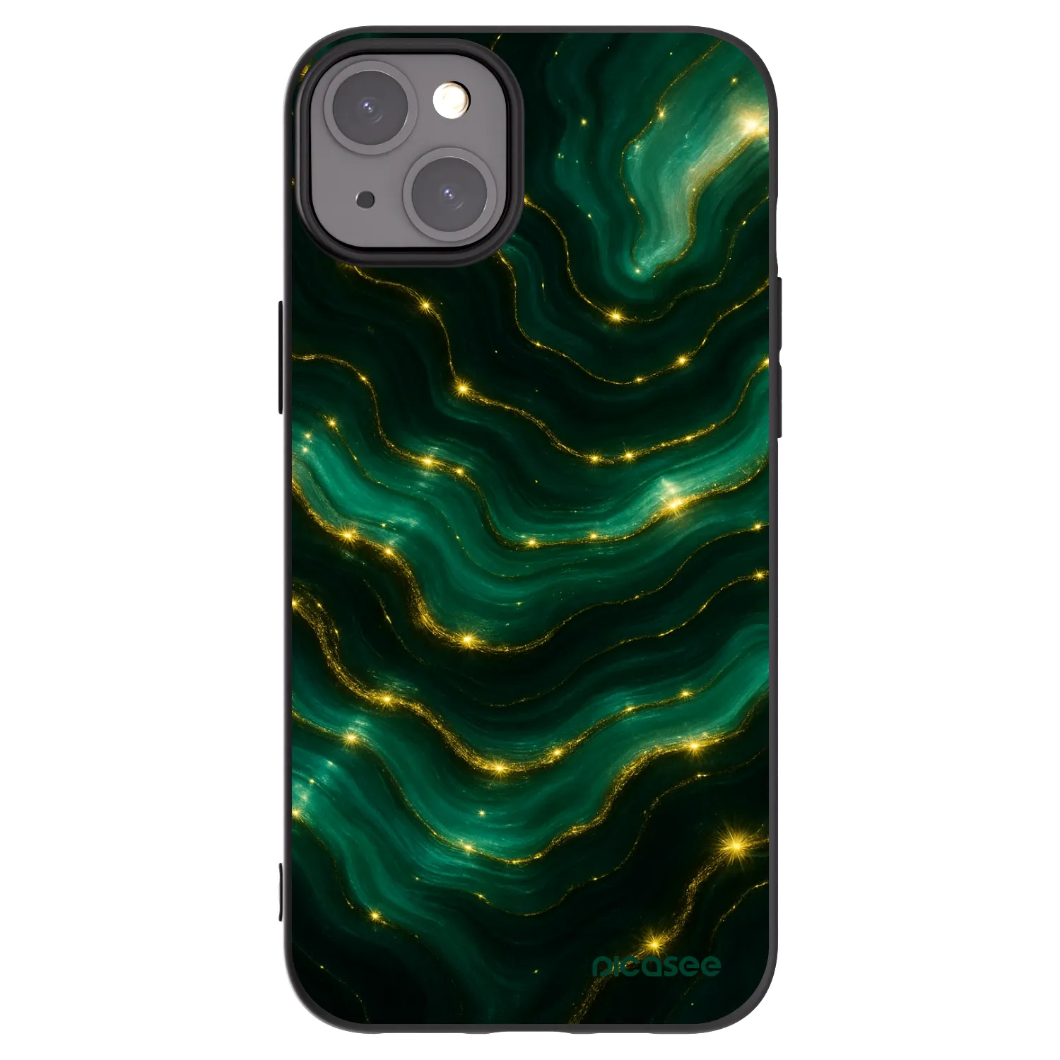 Picasee silikonowe czarne etui na Apple iPhone 15 Plus - Emerald
