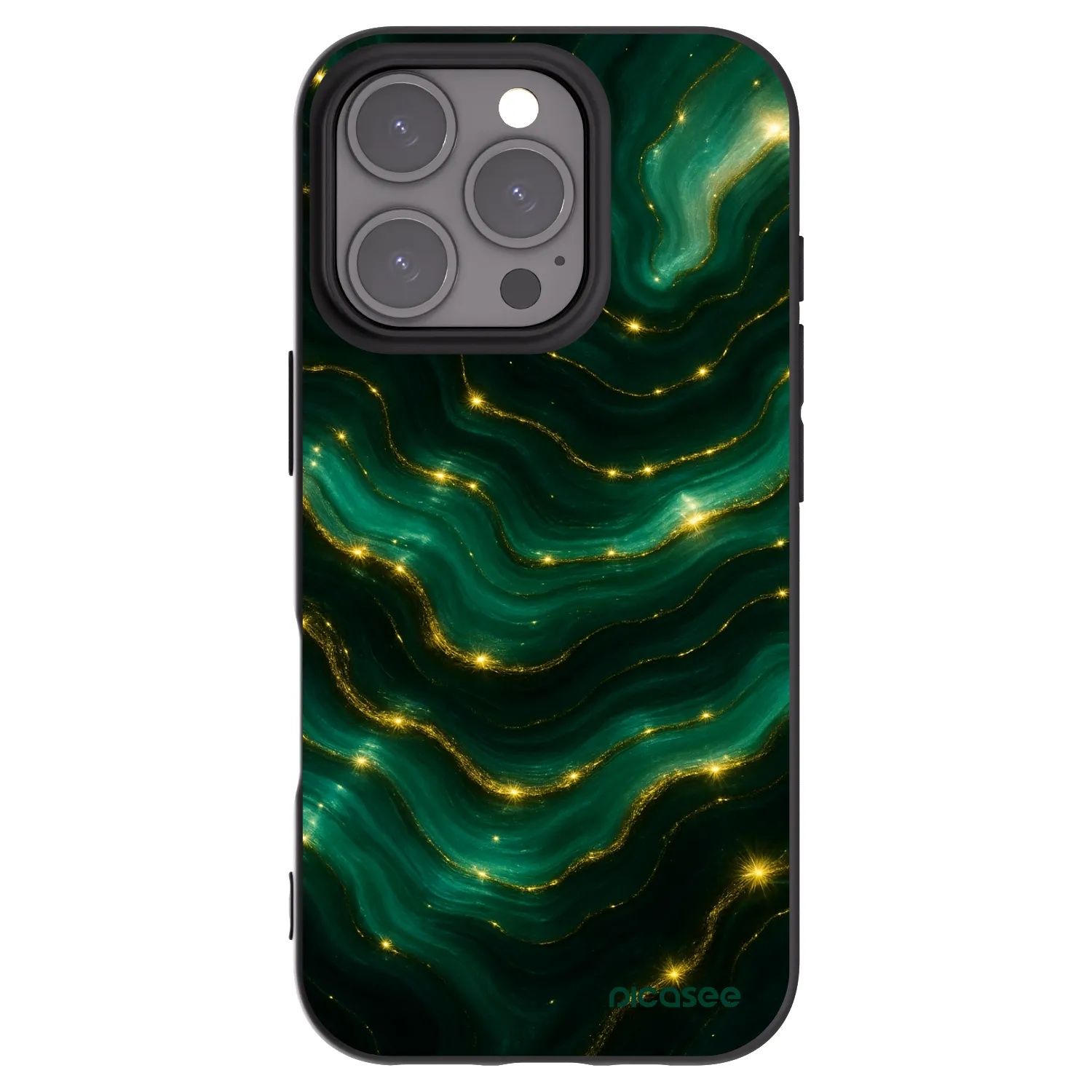 Picasee silikonowe czarne etui na Apple iPhone 16 Pro - Emerald
