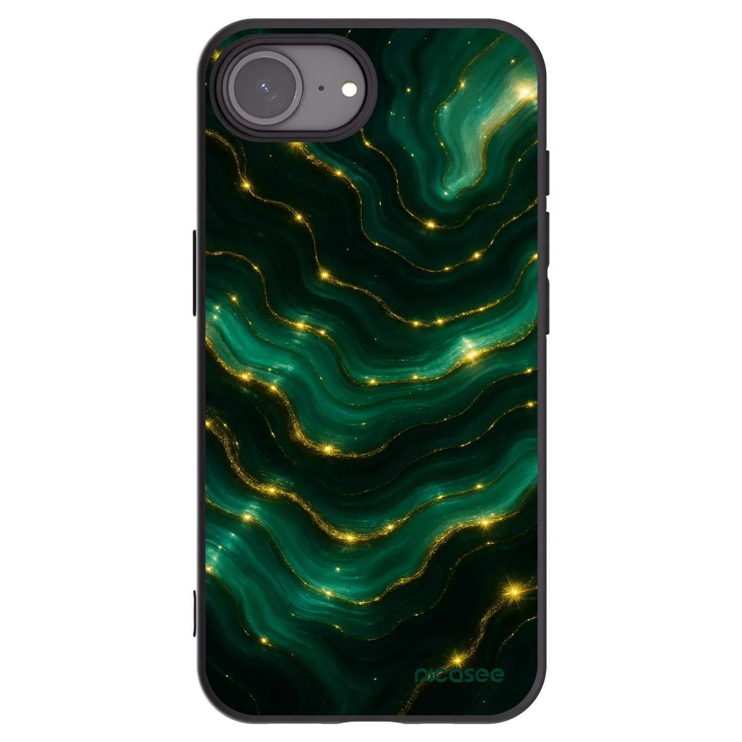Picasee silikonowe czarne etui na Apple iPhone 16e - Emerald