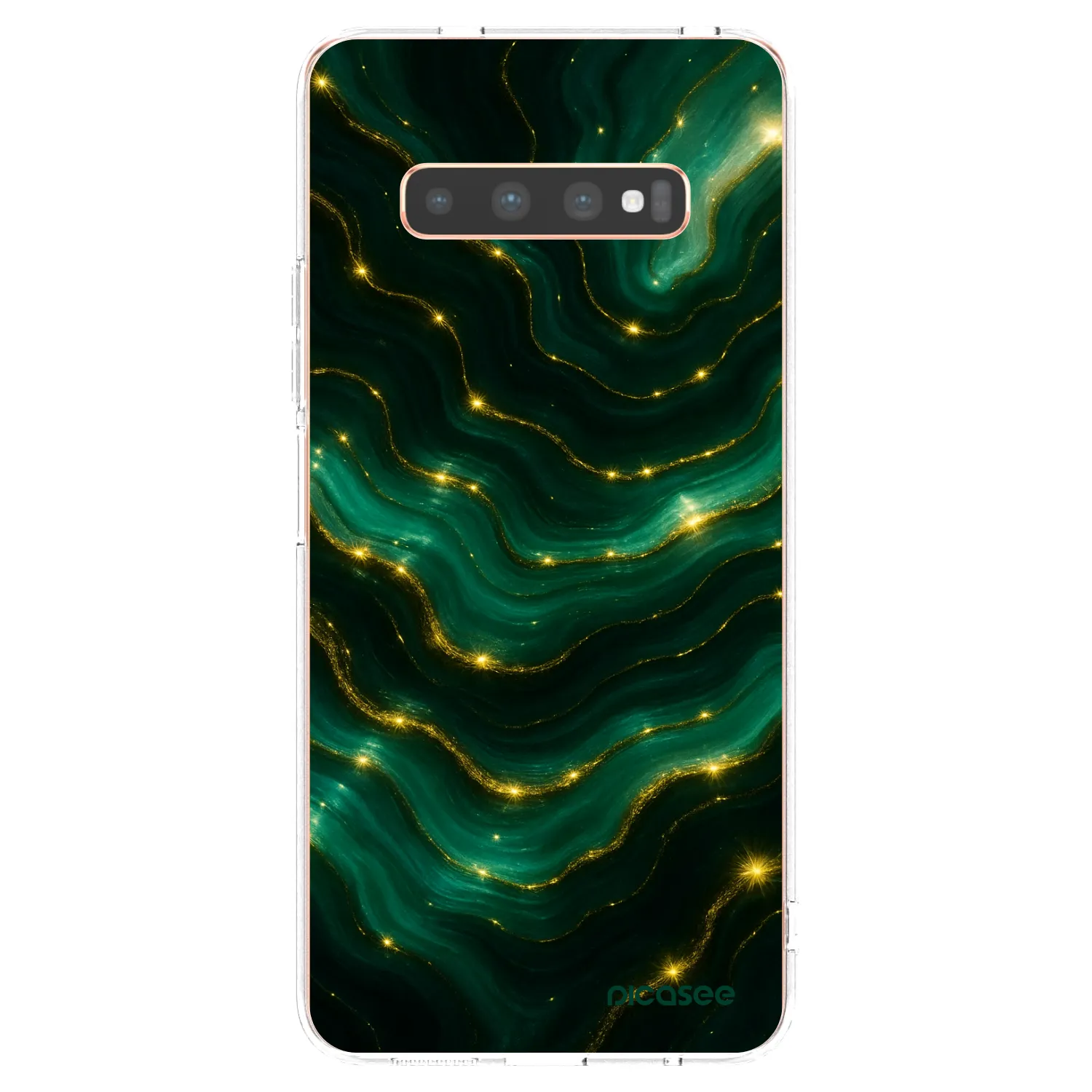 Picasee silikonowe przeźroczyste etui na Samsung Galaxy S10 Plus G975 - Emerald