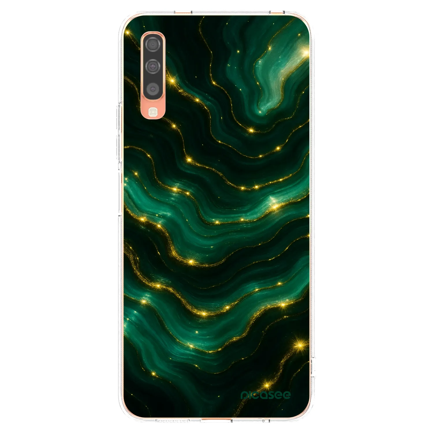 Picasee silikonowe przeźroczyste etui na Samsung Galaxy A70 A705F - Emerald