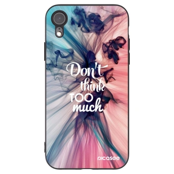 Picasee silikonowe czarne etui na Apple iPhone XR - Don't think TOO much