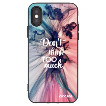 Picasee silikonowe czarne etui na Apple iPhone X/XS - Don't think TOO much
