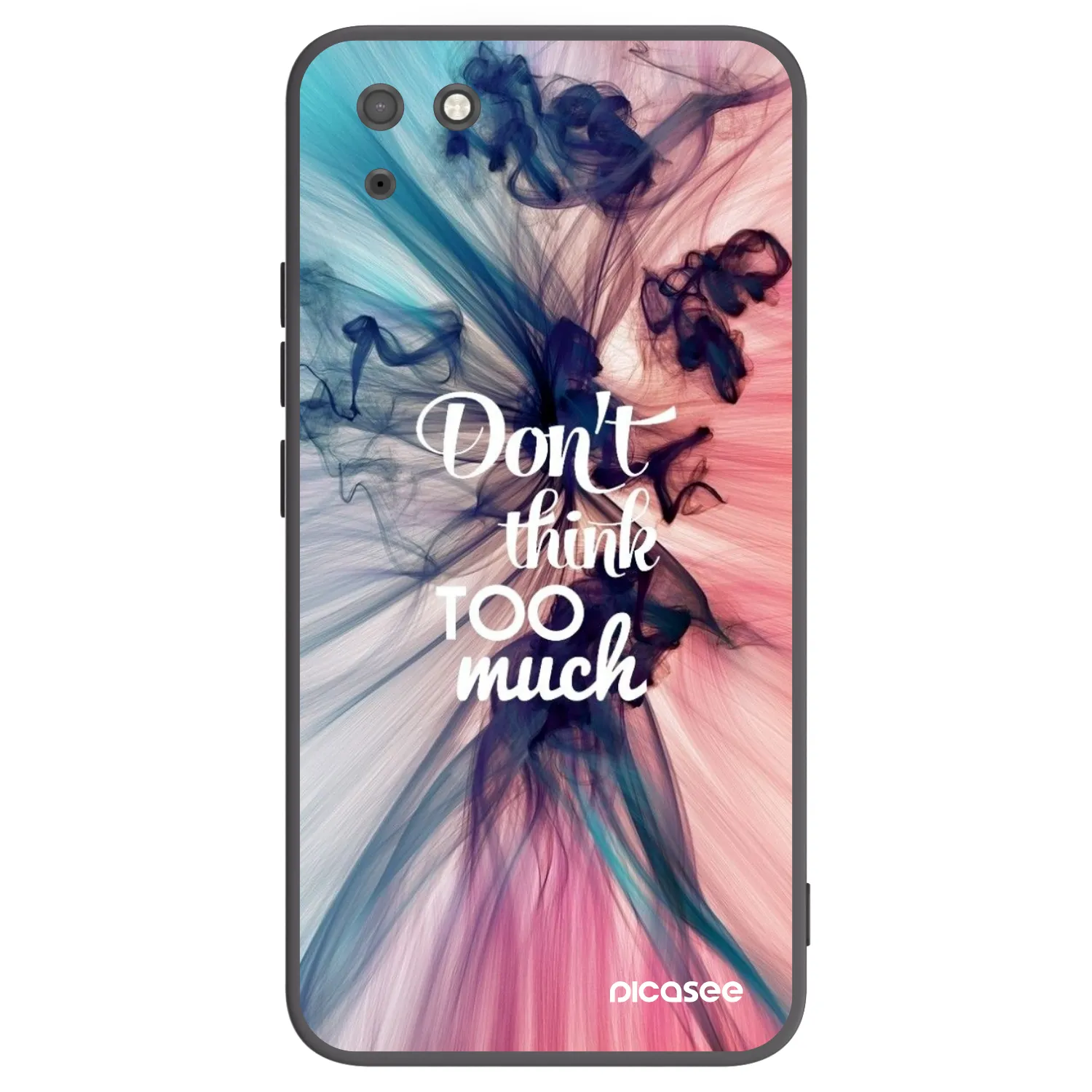 Picasee silikonowe czarne etui na Huawei Y5P - Don't think TOO much