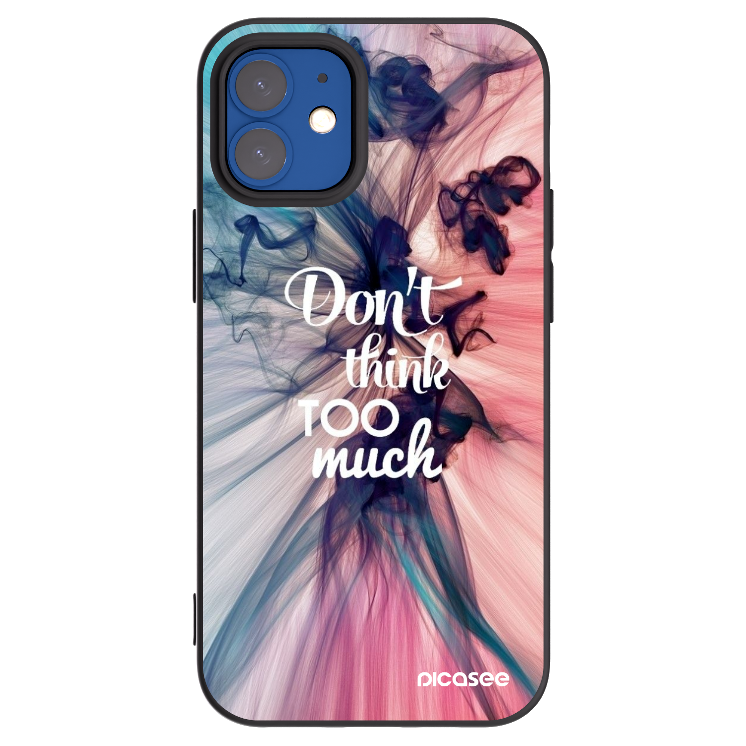 Picasee silikonowe czarne etui na Apple iPhone 12 mini - Don't think TOO much