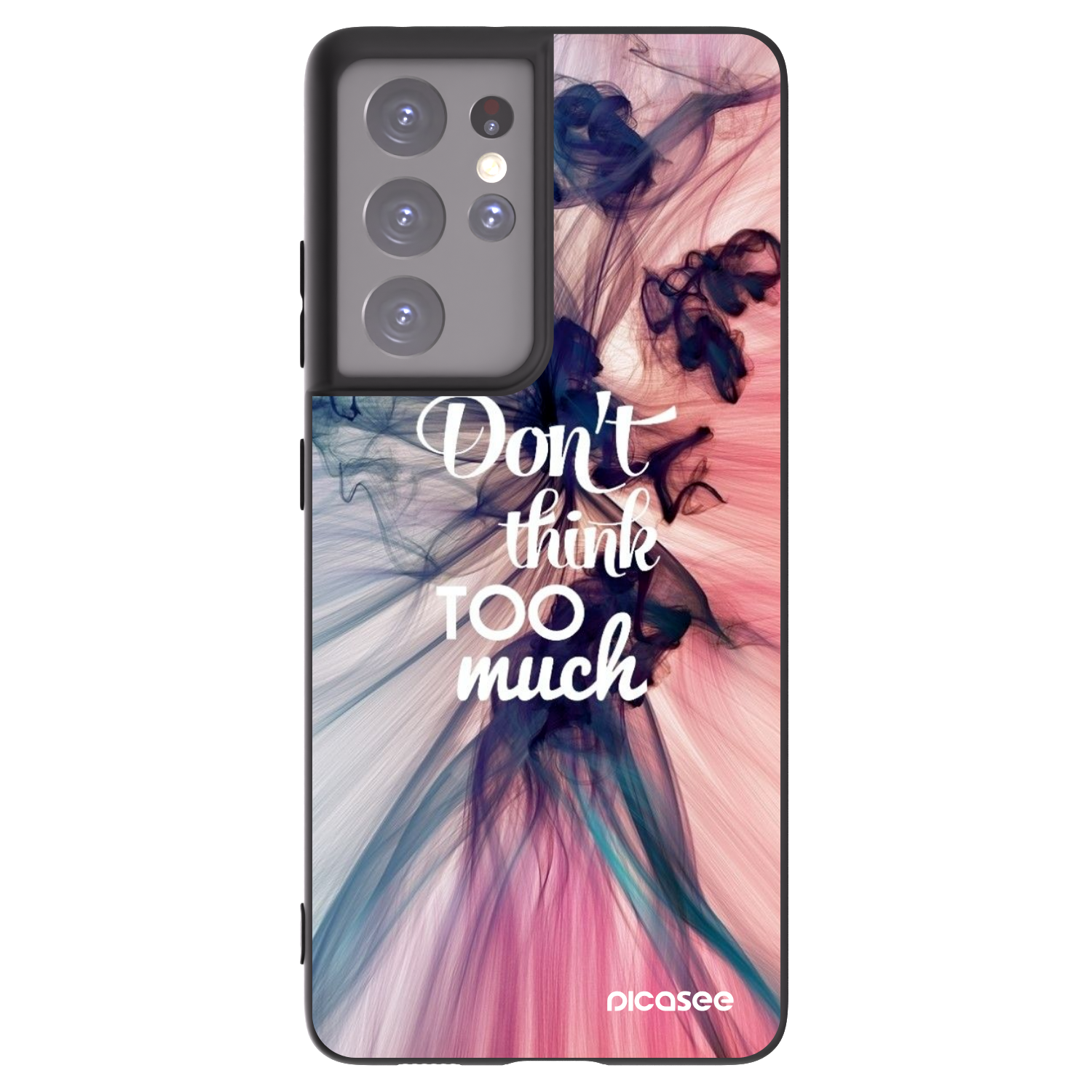 Picasee silikonowe czarne etui na Samsung Galaxy S21 Ultra 5G G998B - Don't think TOO much