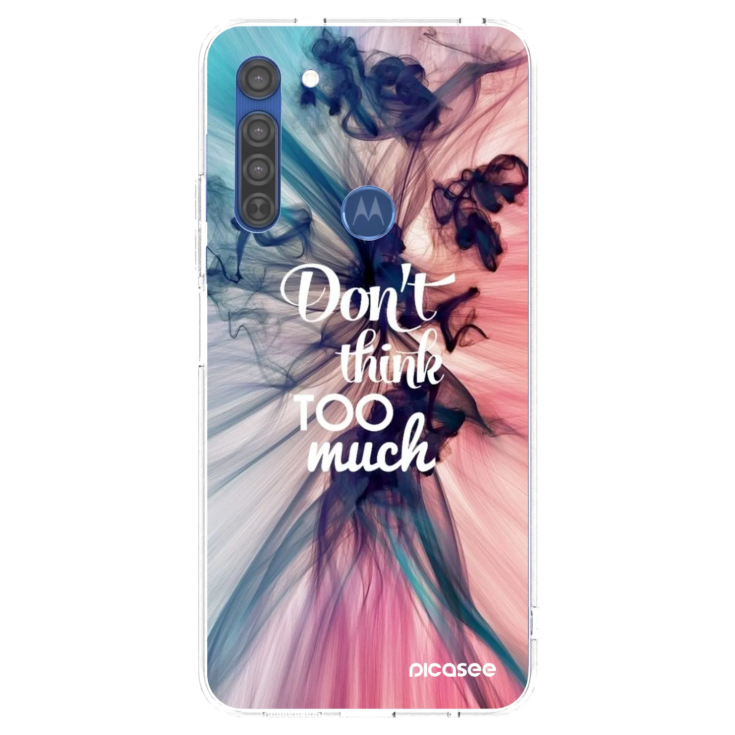 Picasee silikonowe przeźroczyste etui na Motorola Moto G8 - Don't think TOO much