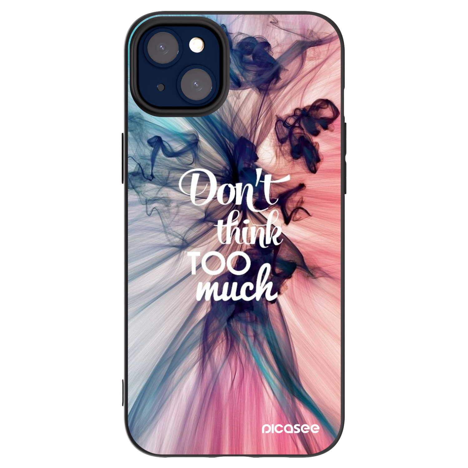 Picasee silikonowe czarne etui na Apple iPhone 14 Plus - Don't think TOO much
