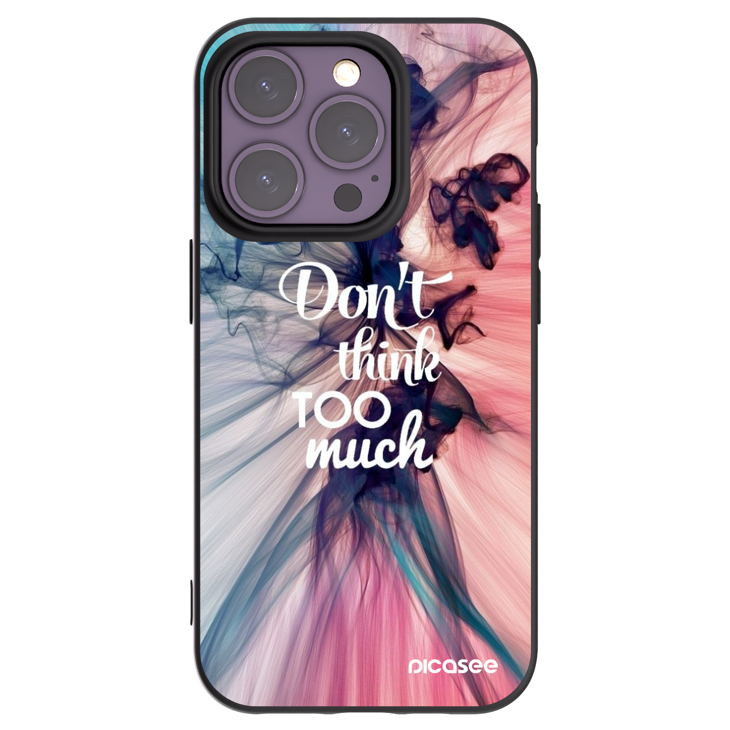 Picasee silikonowe czarne etui na Apple iPhone 14 Pro - Don't think TOO much
