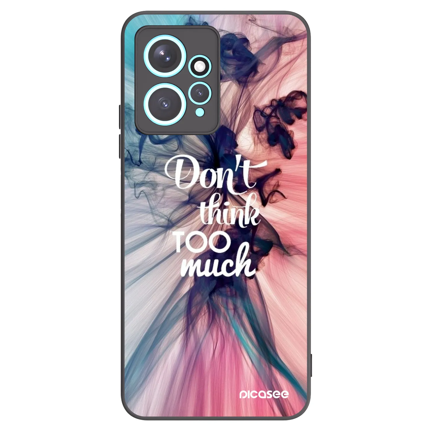 Picasee silikonowe czarne etui na Xiaomi Redmi Note 12 4G - Don't think TOO much