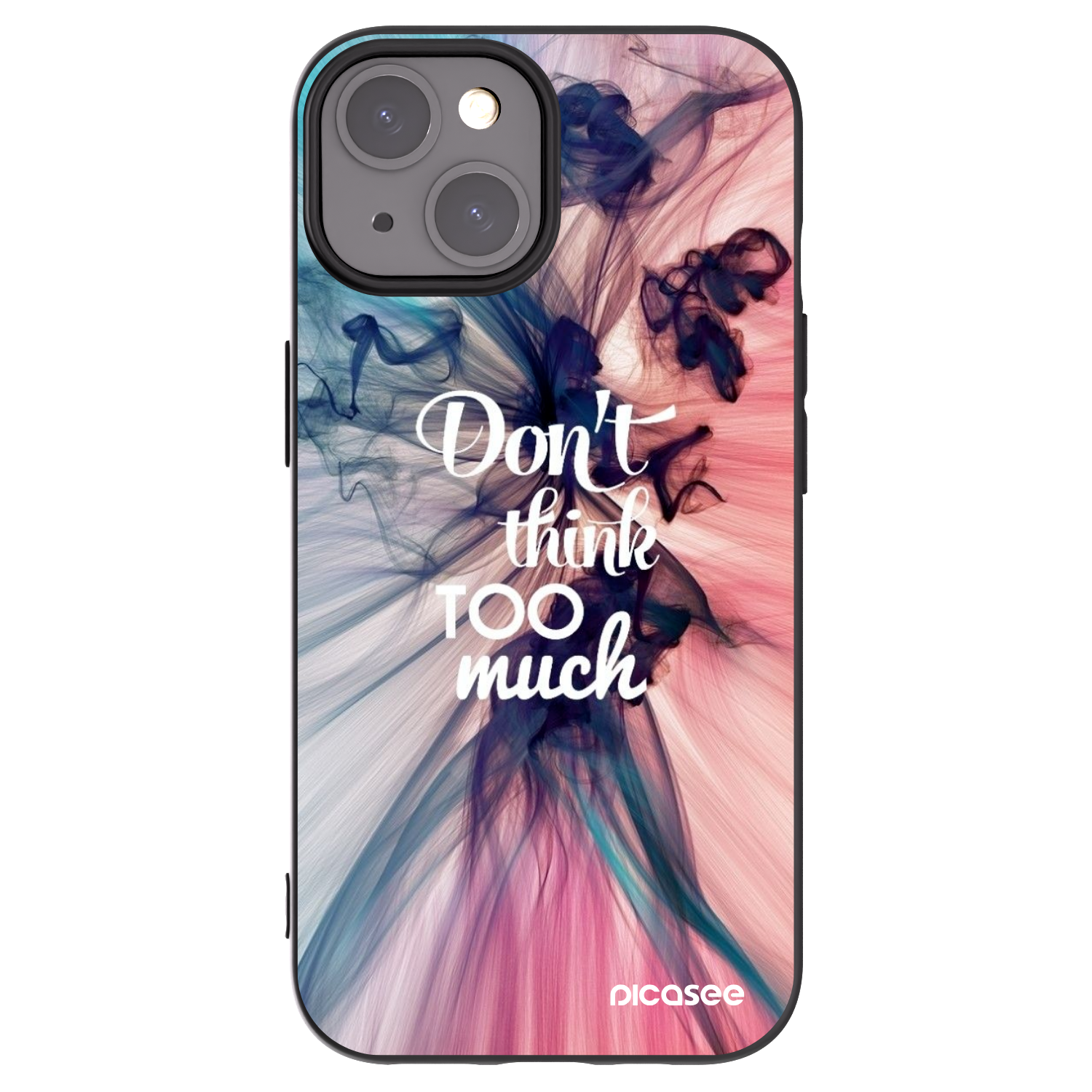 Picasee silikonowe czarne etui na Apple iPhone 15 - Don't think TOO much