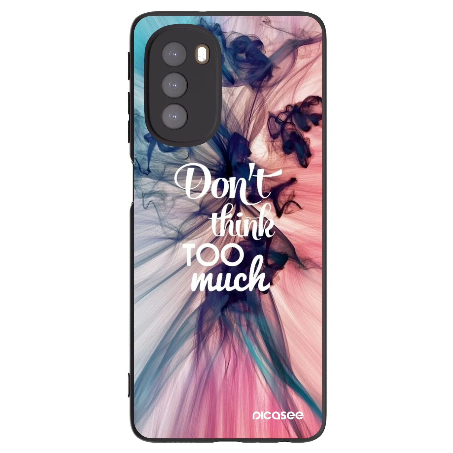 Picasee silikonowe czarne etui na Motorola Moto G51 - Don't think TOO much