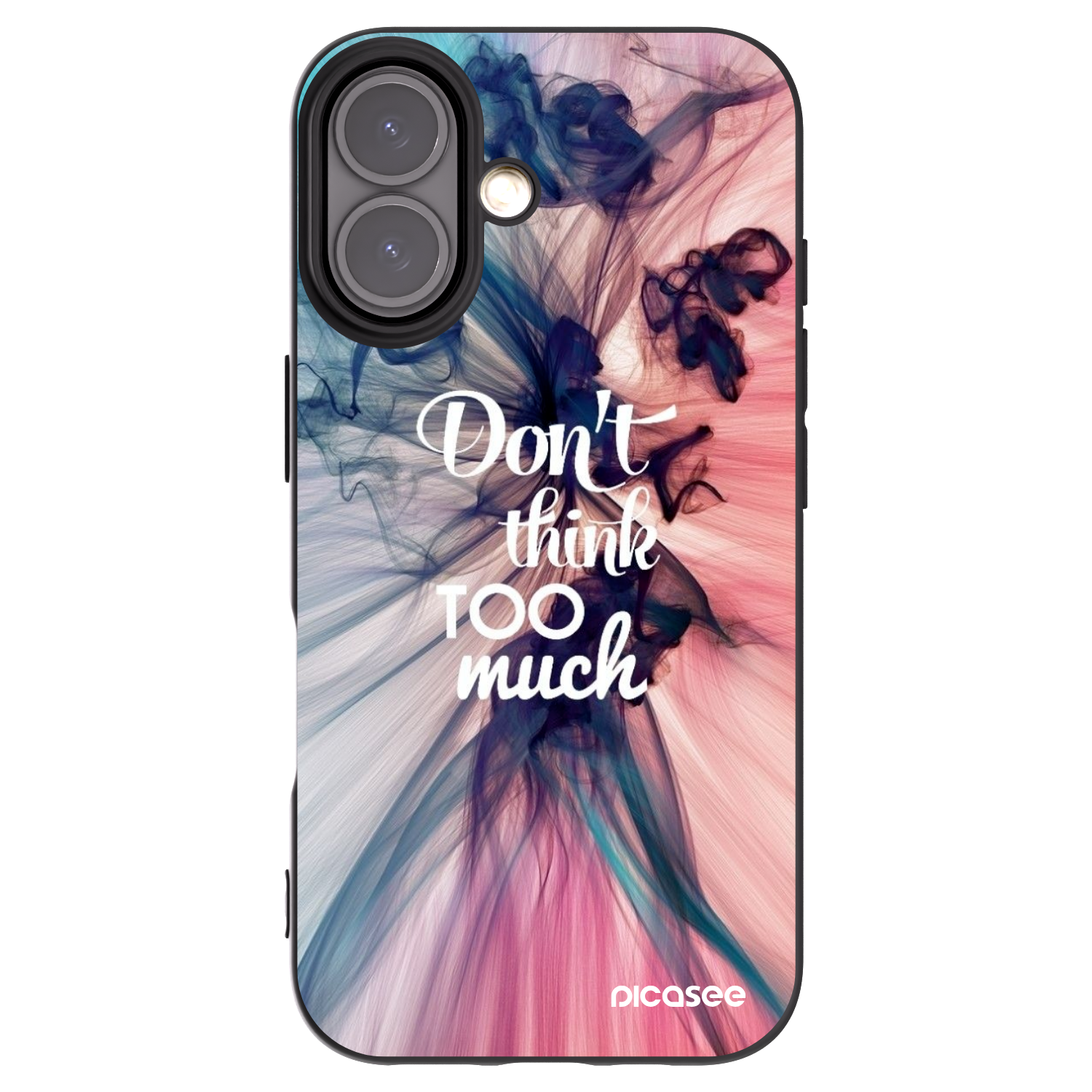 Picasee silikonowe czarne etui na Apple iPhone 16 - Don't think TOO much