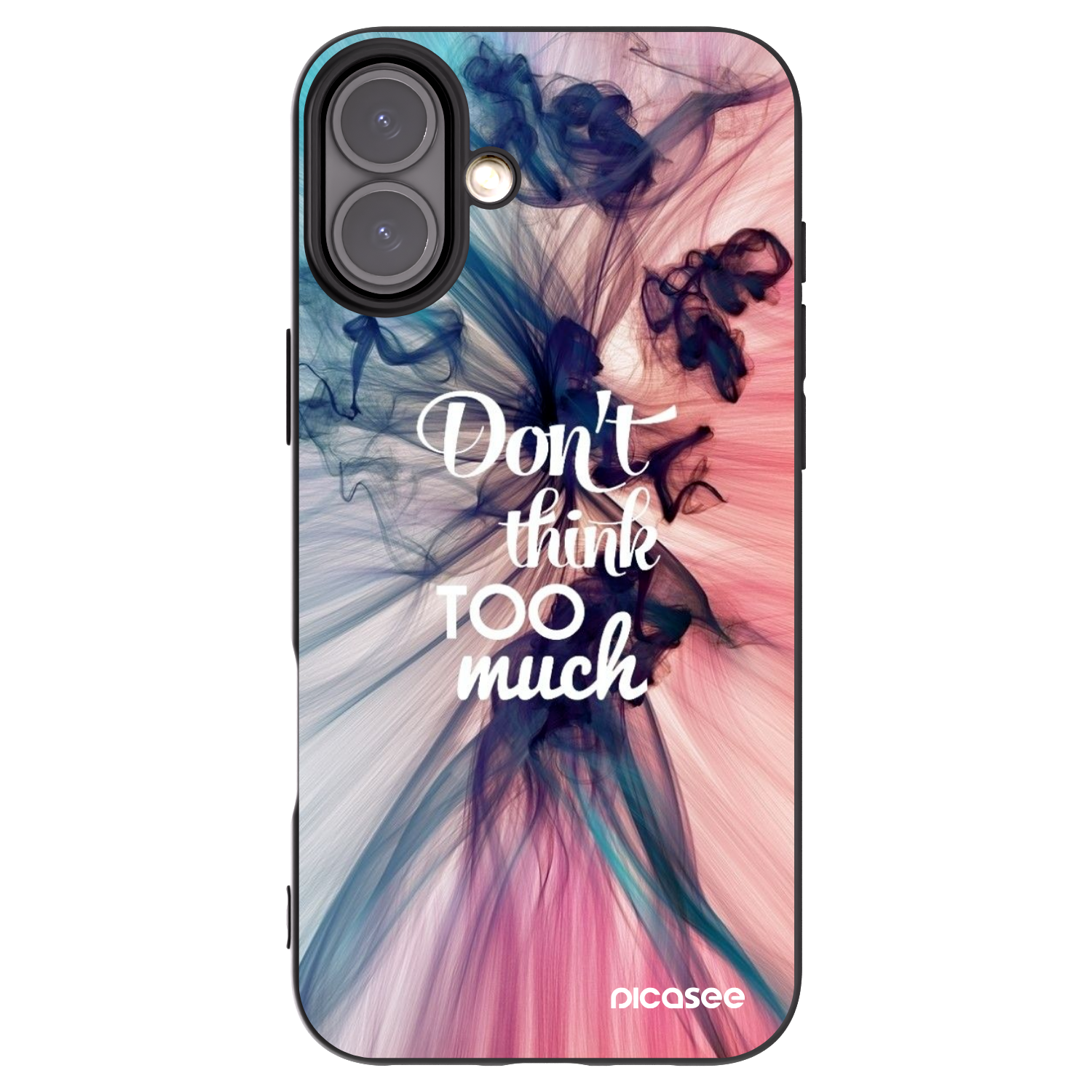 Picasee silikonowe czarne etui na Apple iPhone 16 Plus - Don't think TOO much