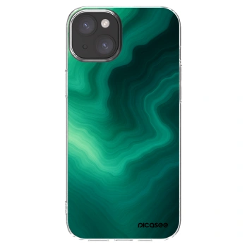 Picasee silikonowe przeźroczyste etui na Apple iPhone 15 Plus - Malachite