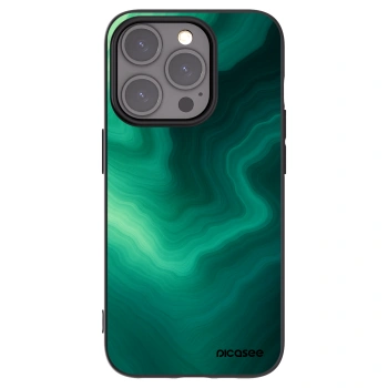 Picasee silikonowe czarne etui na Apple iPhone 15 Pro - Malachite