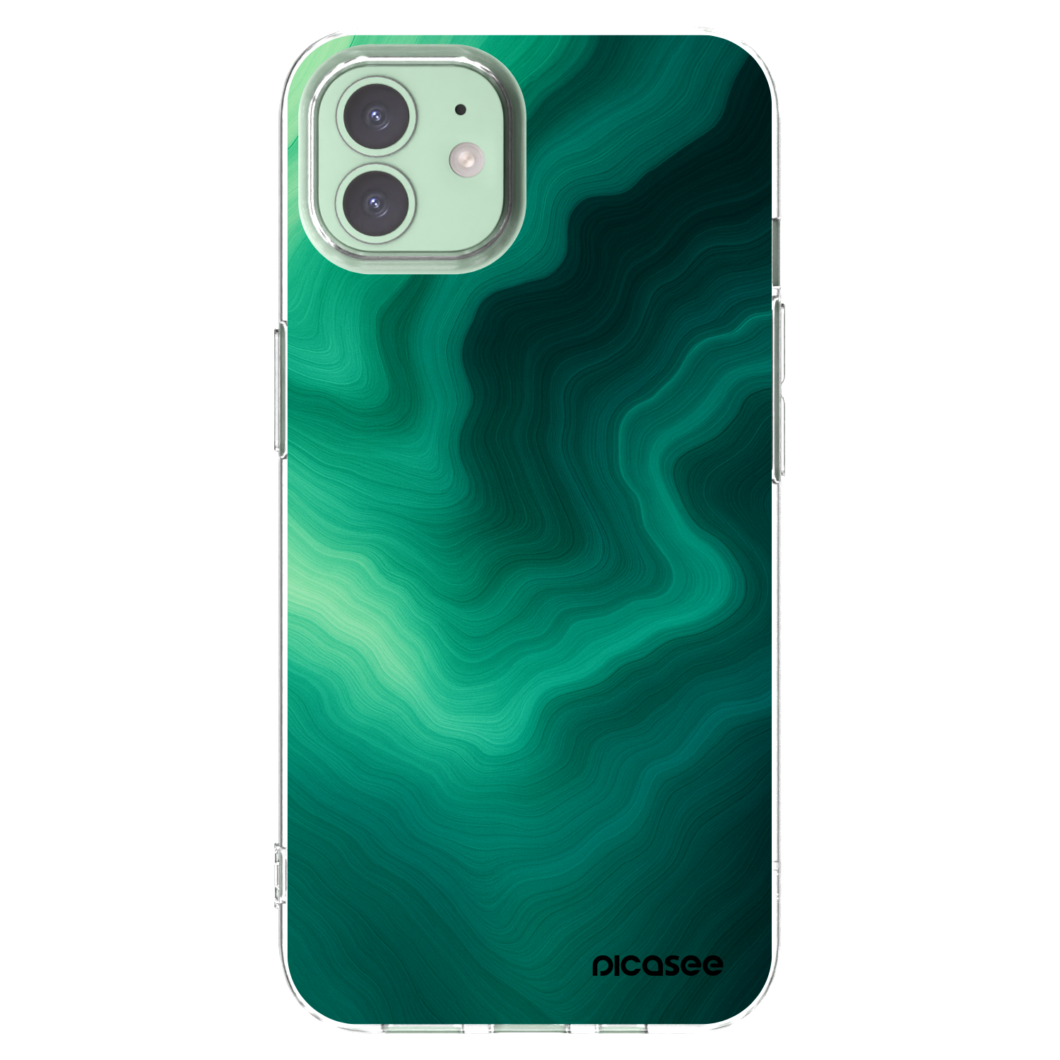Picasee silikonowe przeźroczyste etui na Apple iPhone 12 - Malachite