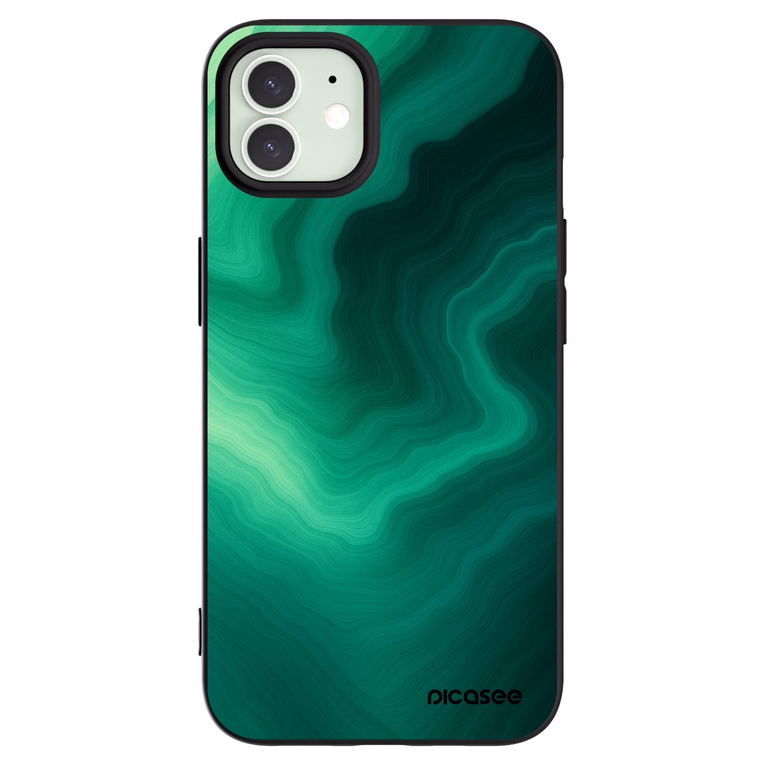 Picasee silikonowe czarne etui na Apple iPhone 12 Pro - Malachite