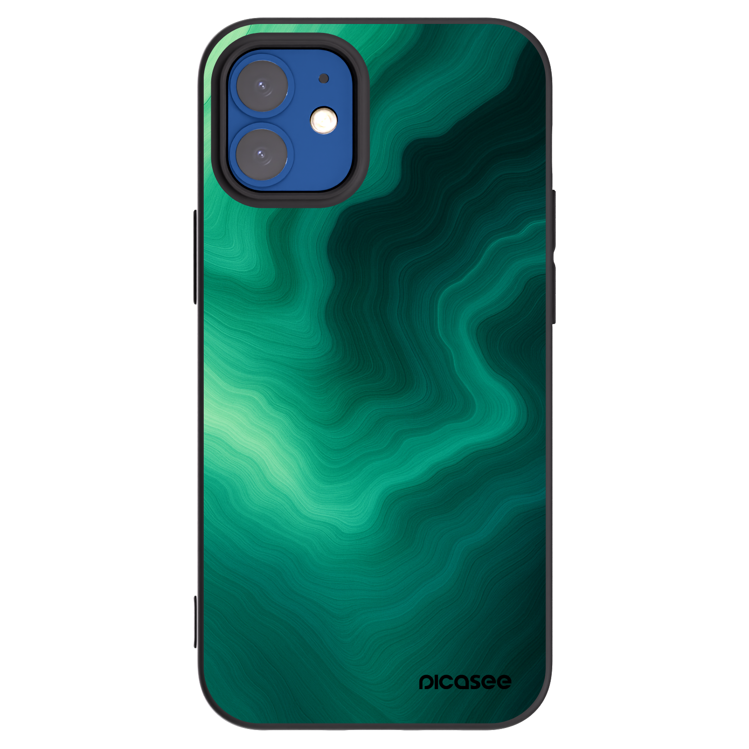 Picasee silikonowe czarne etui na Apple iPhone 12 mini - Malachite