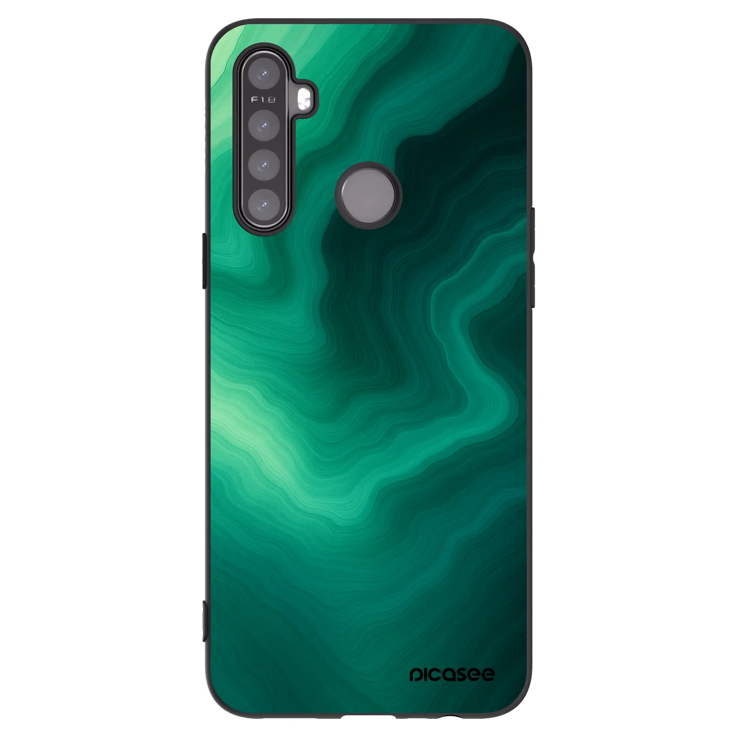 Picasee silikonowe czarne etui na Realme 5 - Malachite