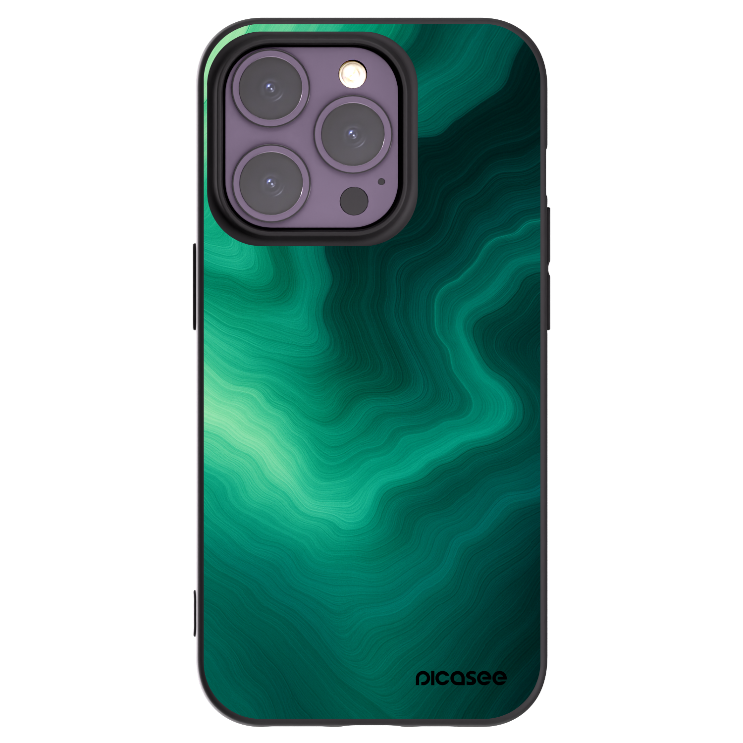 Picasee silikonowe czarne etui na Apple iPhone 14 Pro - Malachite
