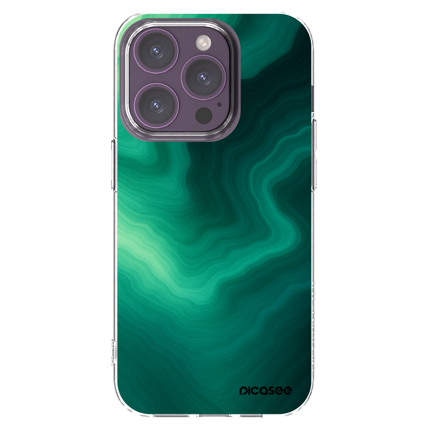 Picasee silikonowe przeźroczyste etui na Apple iPhone 14 Pro - Malachite