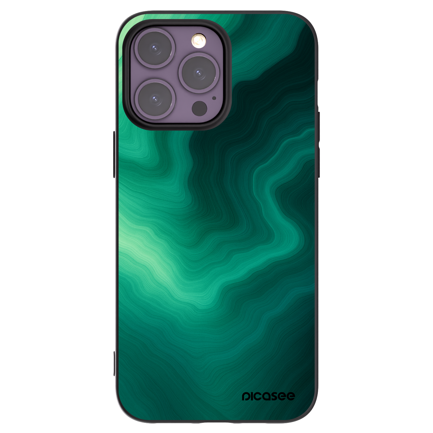 Picasee silikonowe czarne etui na Apple iPhone 14 Pro Max - Malachite