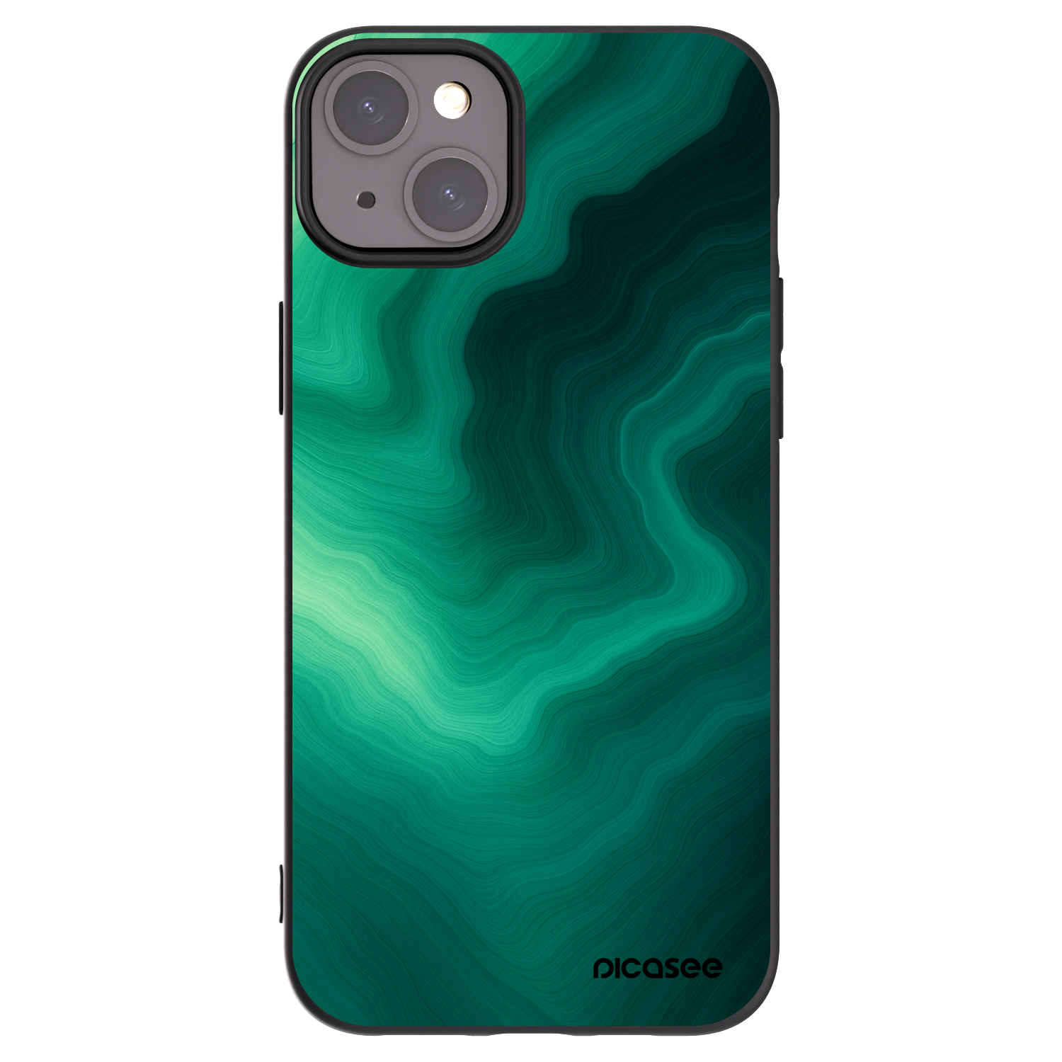 Picasee silikonowe czarne etui na Apple iPhone 15 Plus - Malachite