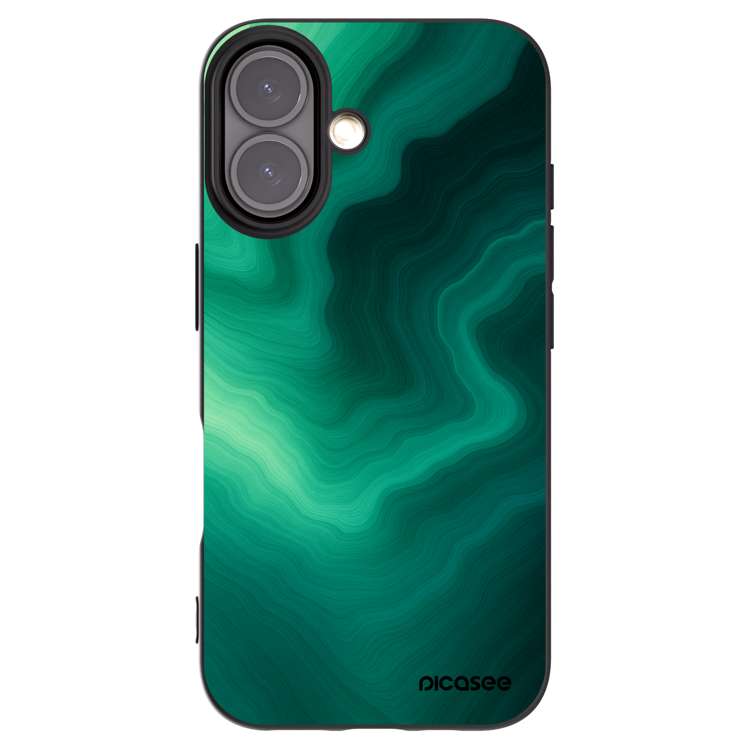 Picasee silikonowe czarne etui na Apple iPhone 16 - Malachite