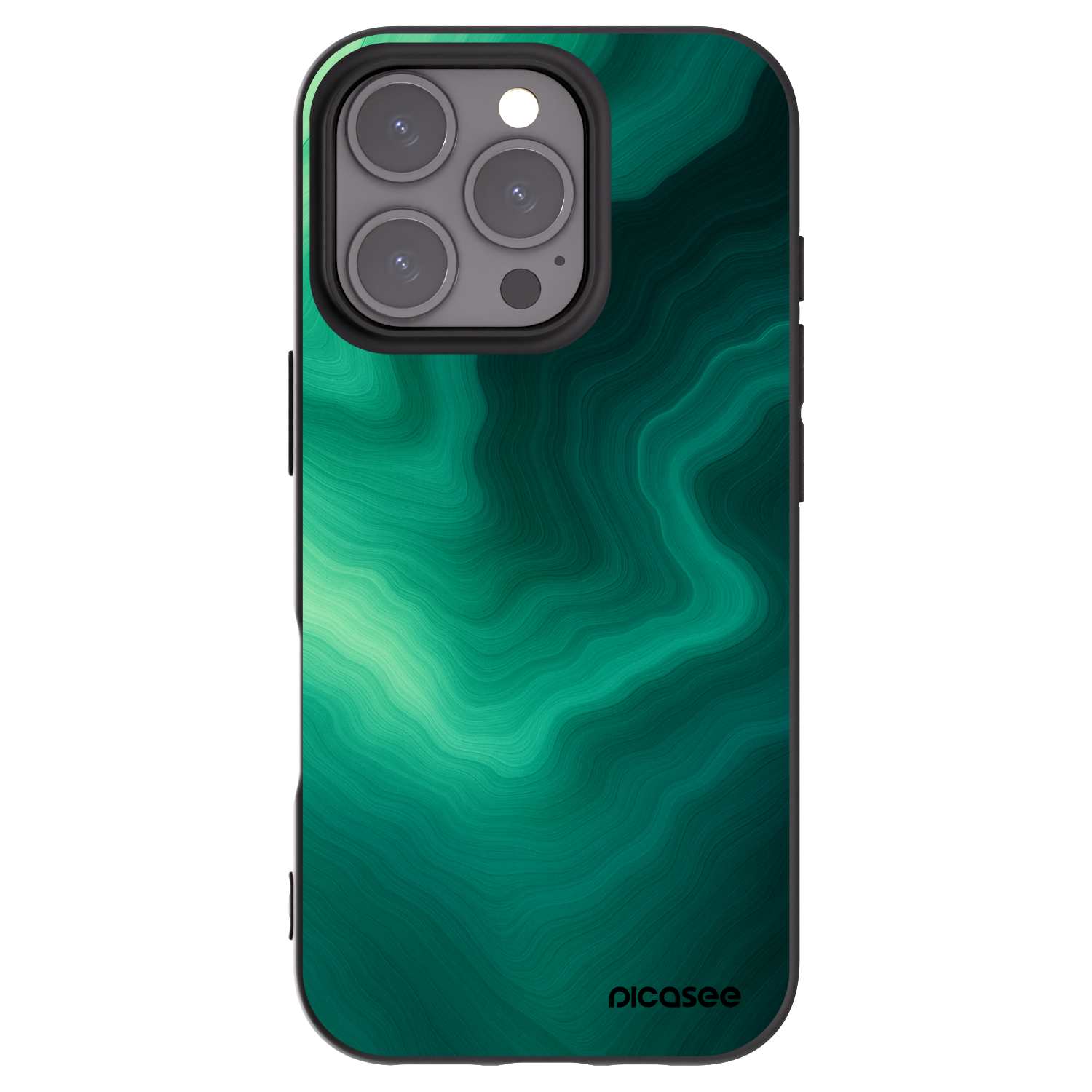 Picasee silikonowe czarne etui na Apple iPhone 16 Pro - Malachite