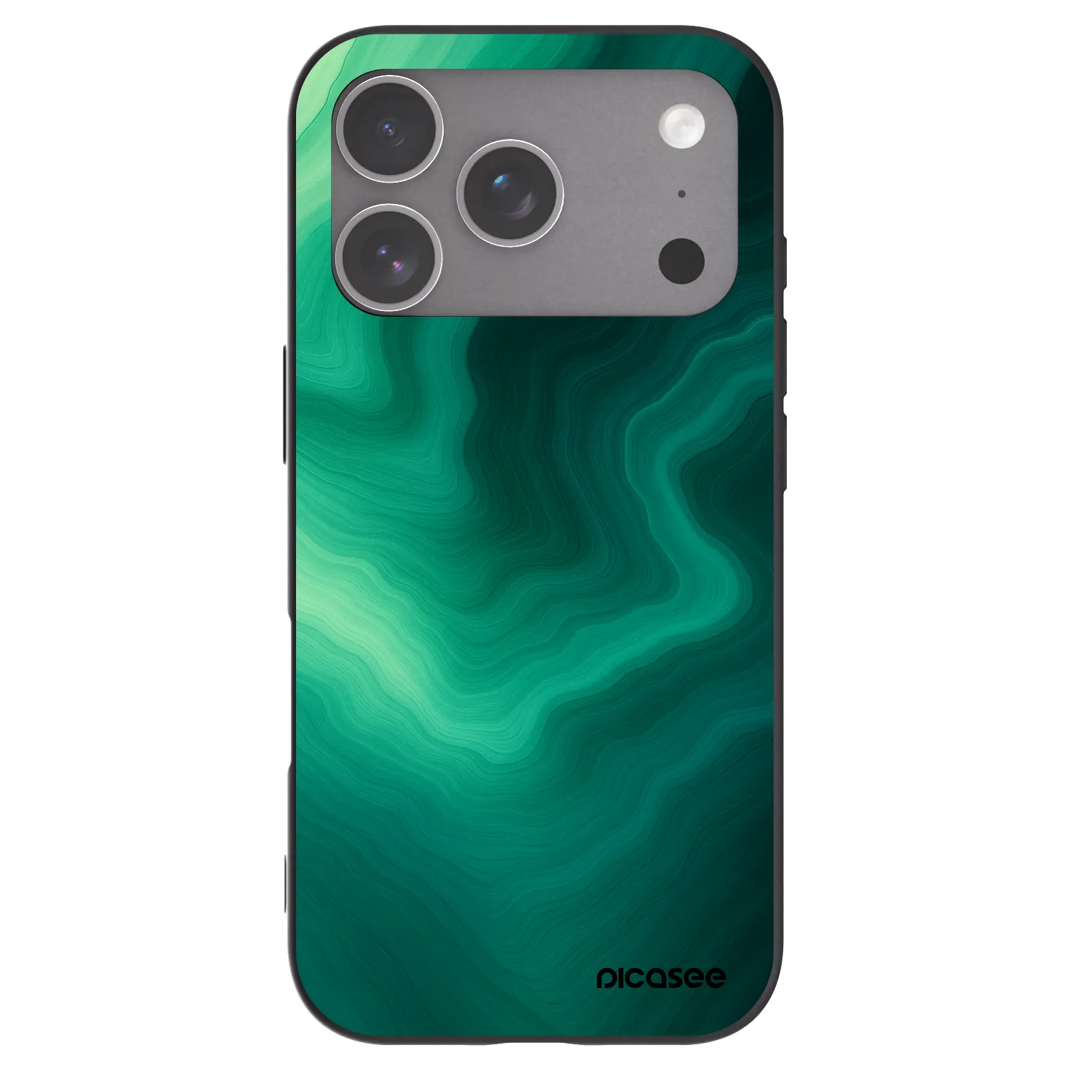 Picasee silikonowe czarne etui na Apple iPhone 18 Pro - Malachite