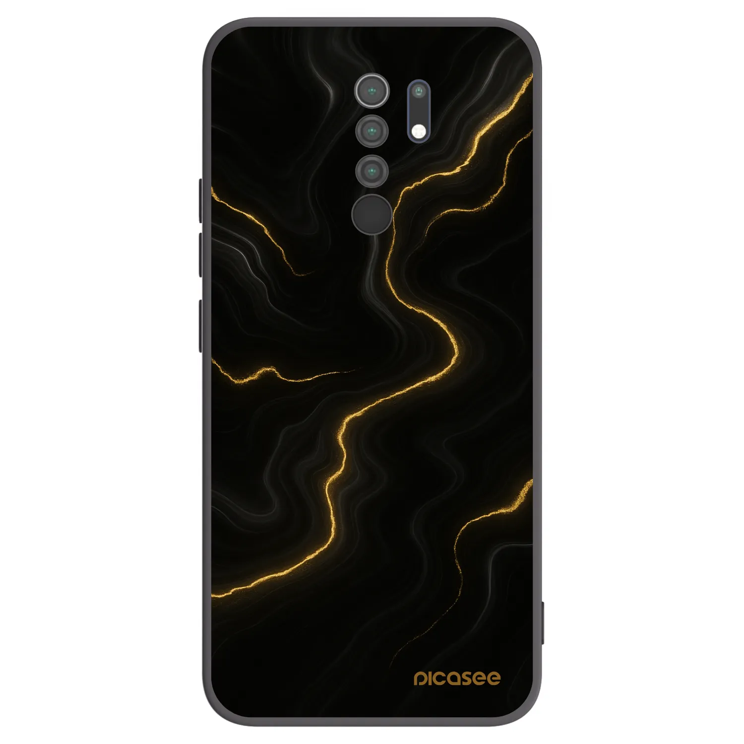 Picasee silikonowe czarne etui na Xiaomi Redmi 9 - Thunder