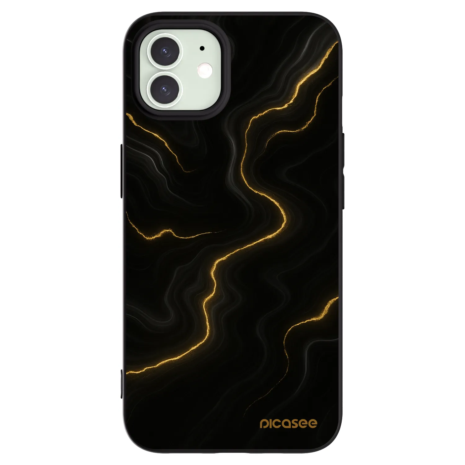 Picasee silikonowe czarne etui na Apple iPhone 12 Pro - Thunder