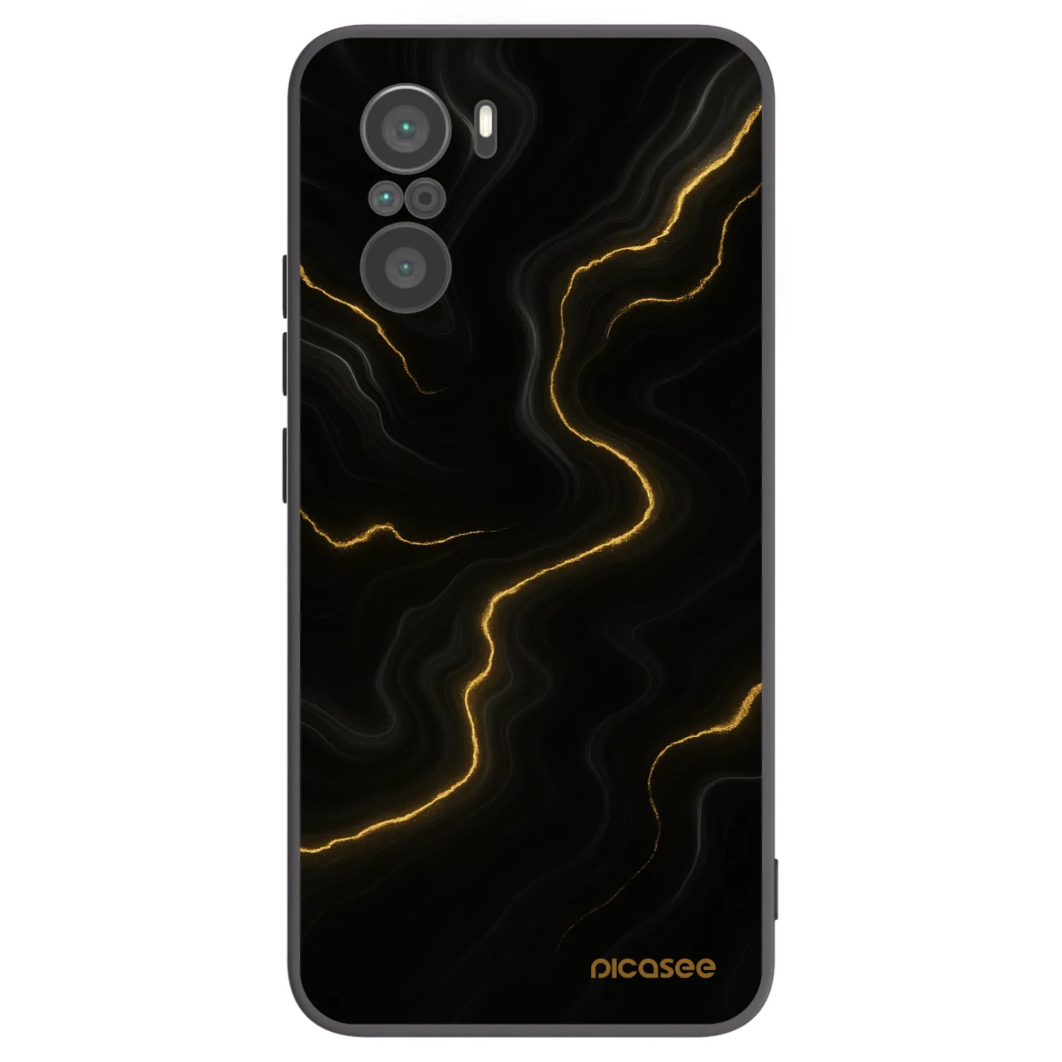 Picasee silikonowe czarne etui na Xiaomi Poco F3 - Thunder