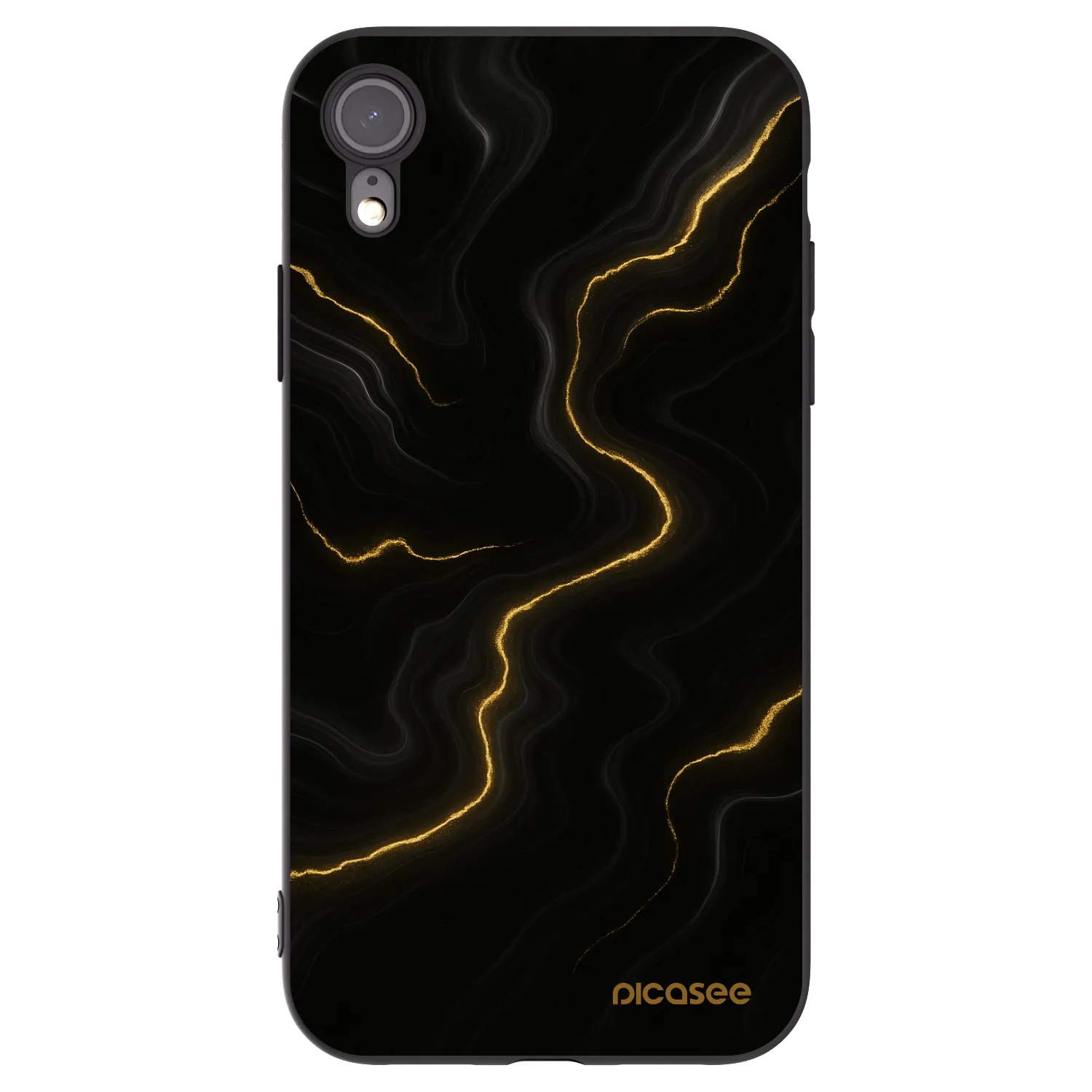 Picasee silikonowe czarne etui na Apple iPhone XR - Thunder