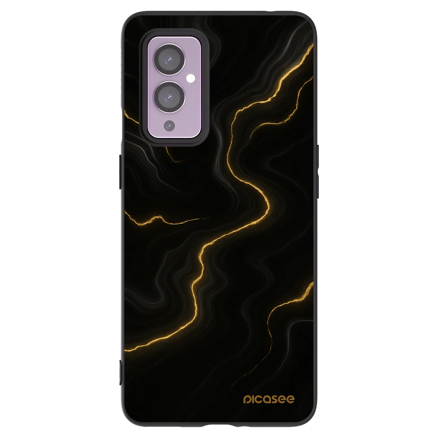 Picasee silikonowe czarne etui na OnePlus 9 - Thunder