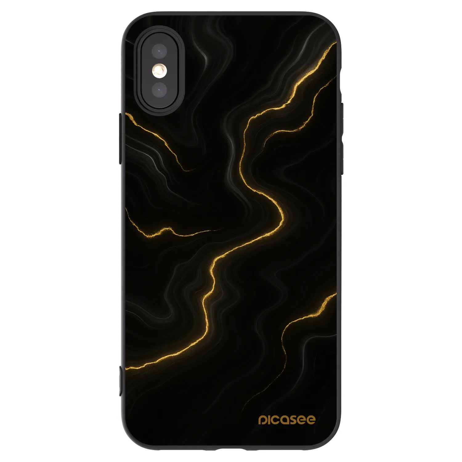 Picasee silikonowe czarne etui na Apple iPhone X/XS - Thunder