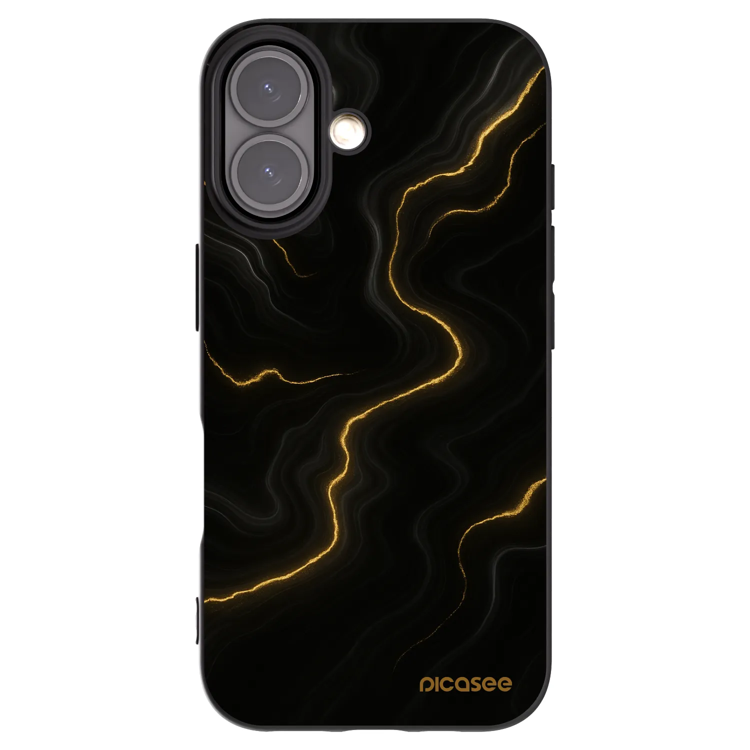 Picasee silikonowe czarne etui na Apple iPhone 16 - Thunder