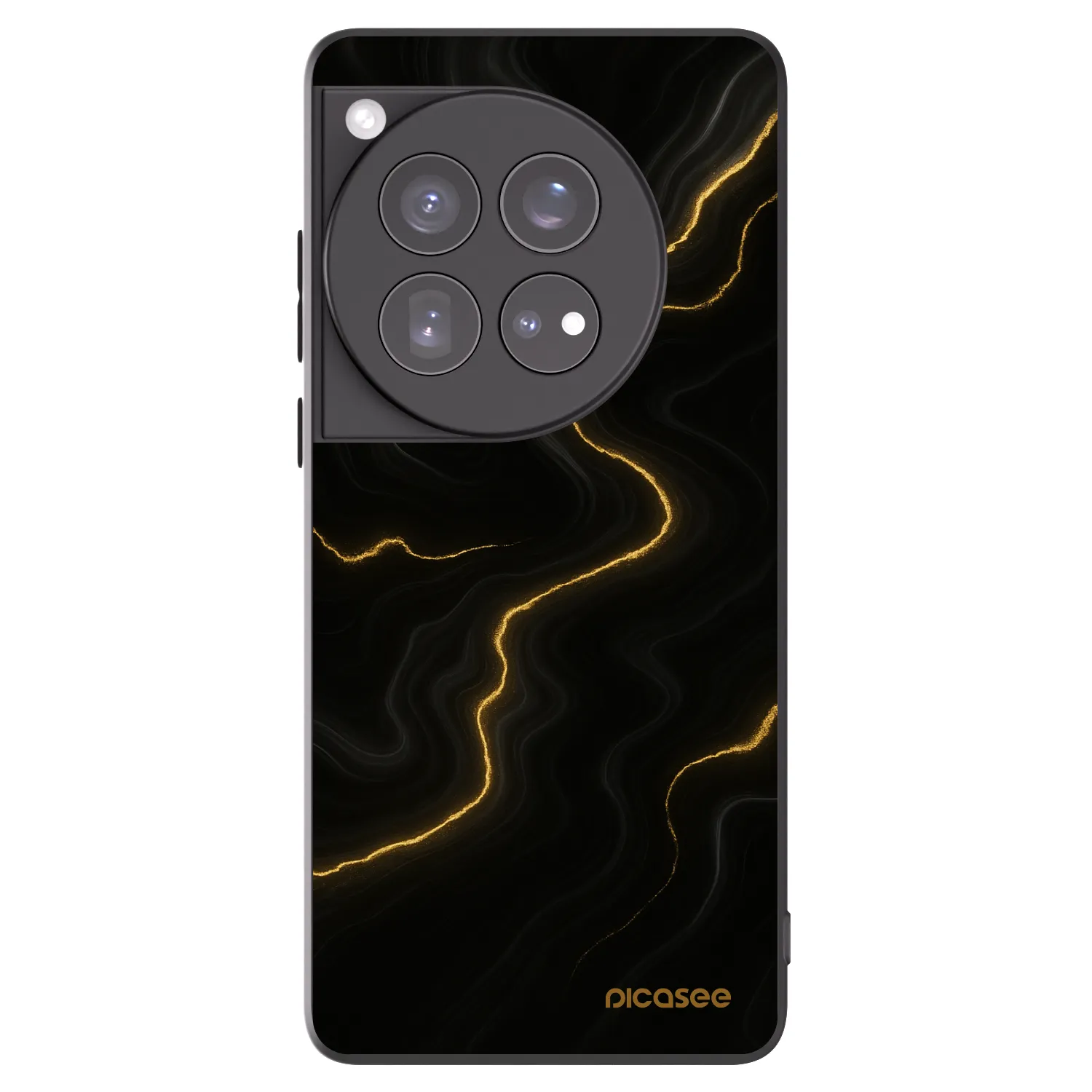 Picasee silikonowe czarne etui na OnePlus 12 5G - Thunder