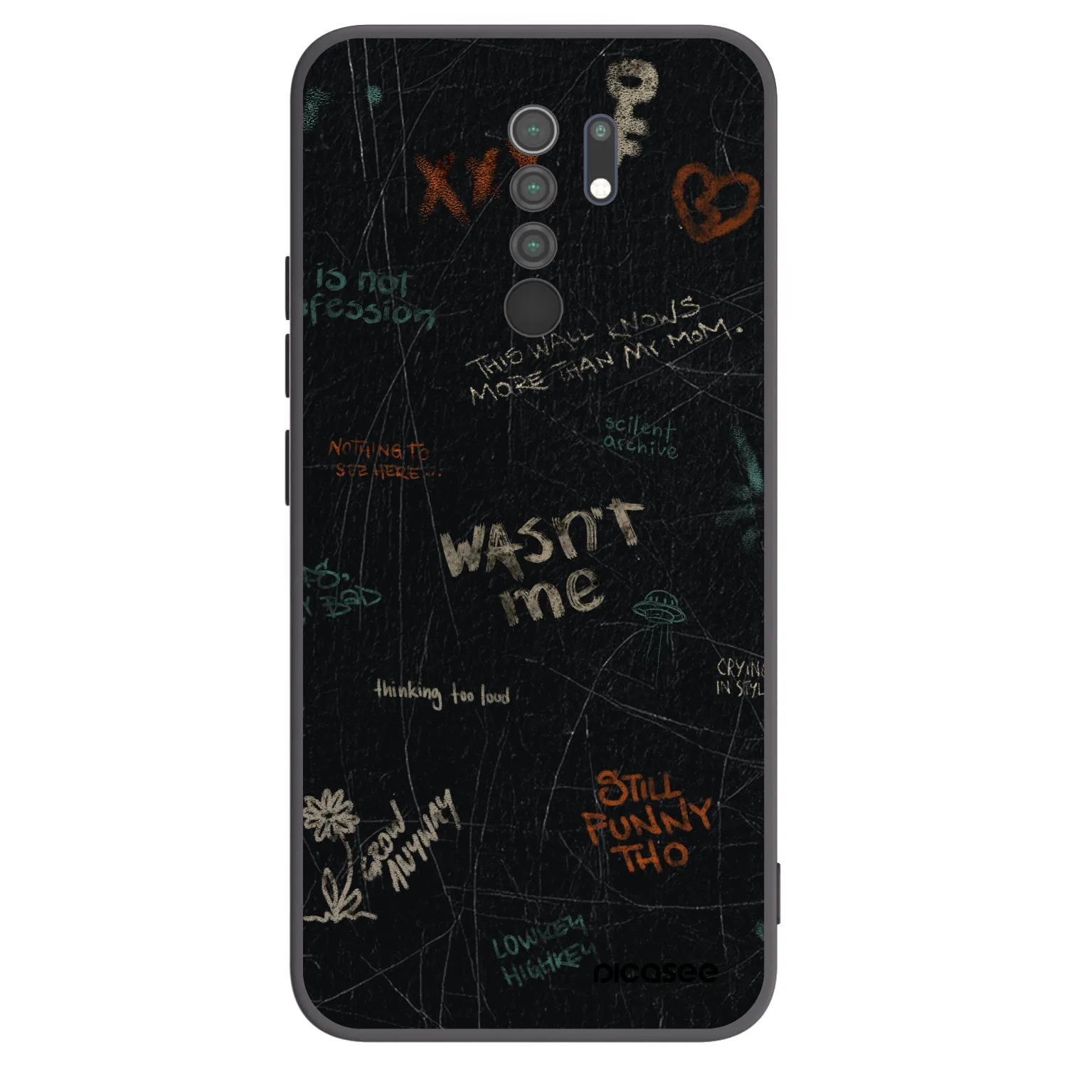 Picasee silikonowe czarne etui na Xiaomi Redmi 9 - CONFESSION