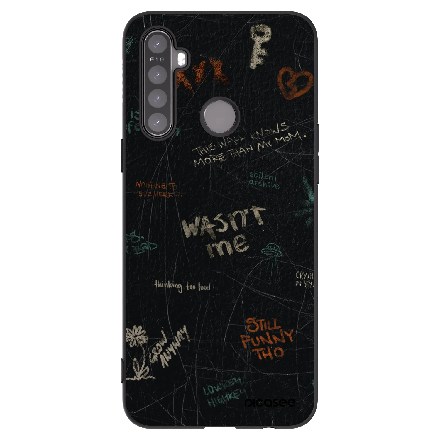 Picasee silikonowe czarne etui na Realme 5 - CONFESSION